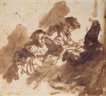 Reading by Rembrandt Harmenszoon van Rijn