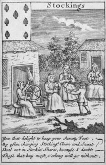 Playing Card showing workers making stockings von English School