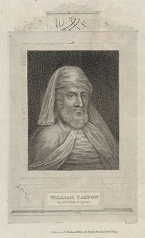 Portrait of William Caxton and his Printer's mark von English School