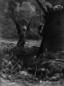 Death-fires dancing around the becalmed ship von Gustave Dore