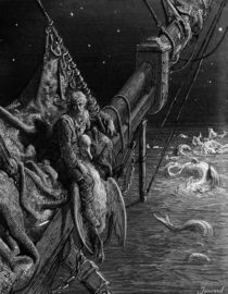 The Mariner gazes on the serpents in the ocean by Gustave Dore