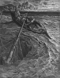The ship sinks but the Mariner is rescued by the Pilot and Hermit von Gustave Dore