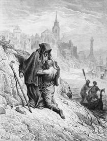 The Mariner begs the Hermit to give him absolution from his sin by Gustave Dore