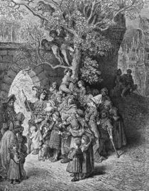 Crowd of onlookers and spectators at the wedding by Gustave Dore