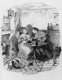 Mr Bumble and Mrs Corney taking tea by George Cruikshank