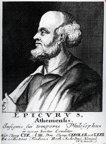 Epicurus, engraved by Johann Fredrich Schmidt von German School