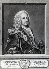 Ludvig Holberg, engraved by Johann Martin Bernigeroth by Johan Roselius
