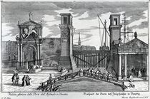 View of the gates at the entrance to the Arsenal in Venice by German School