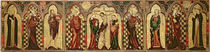 Retable depicting the Crucifixion with Eight Saints by English School