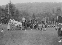 Queen Victoria presenting colours to the Cameron Highlanders by English Photographer