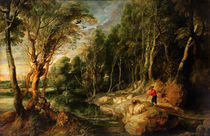 A Shepherd with his Flock in a Woody landscape by Peter Paul Rubens