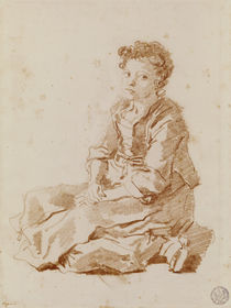 Small girl sitting on the ground by Jean-Honore Fragonard