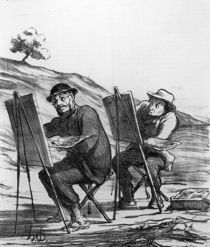 Cartoon lampooning landscape painters by Honore Daumier