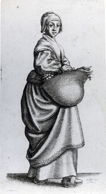 Maid returning from market by Wenceslaus Hollar