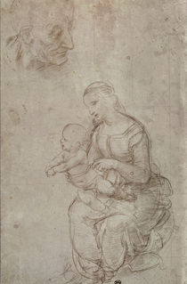 Madonna and child and head of an old man by Raphael