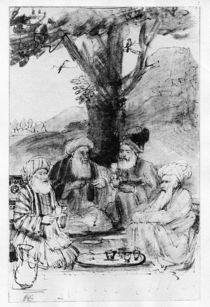 Four orientals seated under a tree von Rembrandt Harmenszoon van Rijn