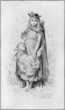 Poor girl with a child in London by Gustave Dore