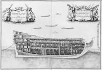 Cross-section of the fully completed inside of a vessel by French School