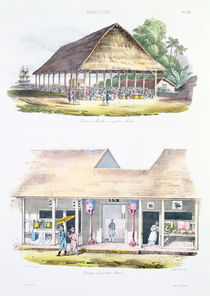 Bazaar or market in the Malaysian district von Louis Auguste de Sainson