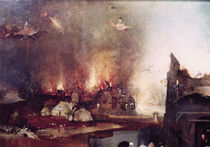 Detail of the village on fire von Hieronymus Bosch