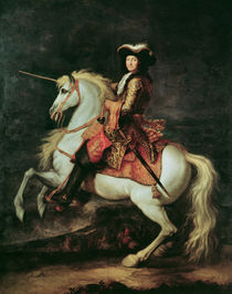 Portrait of Louis XIV on a horse von Adam Frans Van der Meulen
