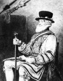 The Yeoman of the Guard, print made by Charles Waltner von John Everett Millais