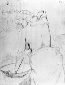 Woman washing herself at a basin by Henri de Toulouse-Lautrec