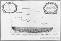 Cross-section of a vessel lined inside up to the false deck von French School