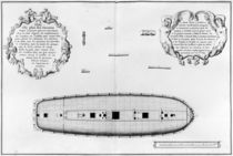 Plan of a vessel with a completed first deck von French School