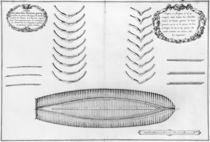 Plan of a vessel with all its floor plates and forks von French School