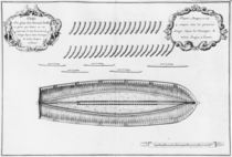 Plan of a vessel partly lined from the inside von French School