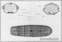 Plan of the first deck of a vessel by French School