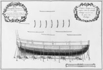 Profile of a partly planked vessel by French School