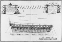 Cross-section of a vessel lined inside by French School