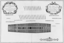 Plan of the third deck of a vessel by French School