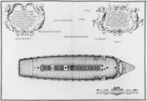 Plan of a vessel with an entirely completed second deck von French School