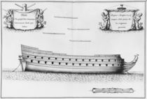 Profile of an entirely planked vessel von French School