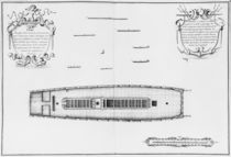 Plan of a vessel with an entirely completed third deck by French School