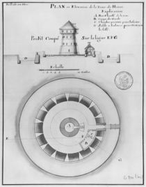 Belle Isle en Mer, plan and elevation of the tower of Houat by French School