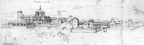 Sketch of the cityscape of Granada by Spanish School