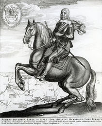 Portrait of Robert Devereux on horseback by English School