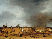 A view of Delft with the Explosion of 1654 von Egbert van der Poel