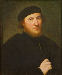 Portrait of a Man in a Black Toque von Paris Bordone