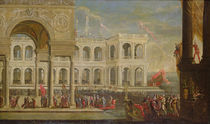 View of the Palace and Queen Joanna I of Naples von Italian School