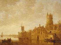 River landscape with windmill and castle ruins von Jan Josephsz. van Goyen
