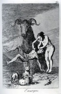 Trials, plate 60 of 'Los caprichos' by Francisco Jose de Goya y Lucientes