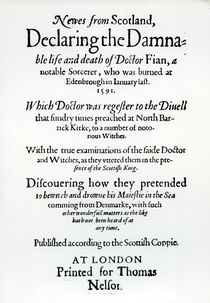 Title page 'Newes from Scotland von English School