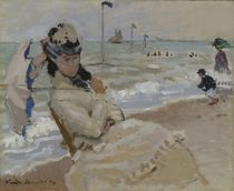 Camille on the Beach in Trouville by Claude Monet