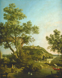 English Landscape Capriccio with a Palace by Canaletto