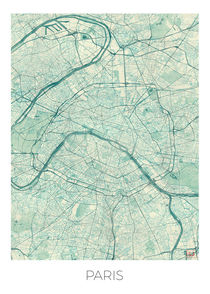 Paris Map Blue by Hubert Roguski